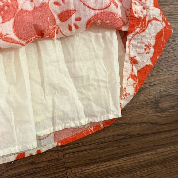 ModCloth Short Flutter Sleeve Orange and Cream Apples Dress Square Neckline XL - Picture 13 of 14